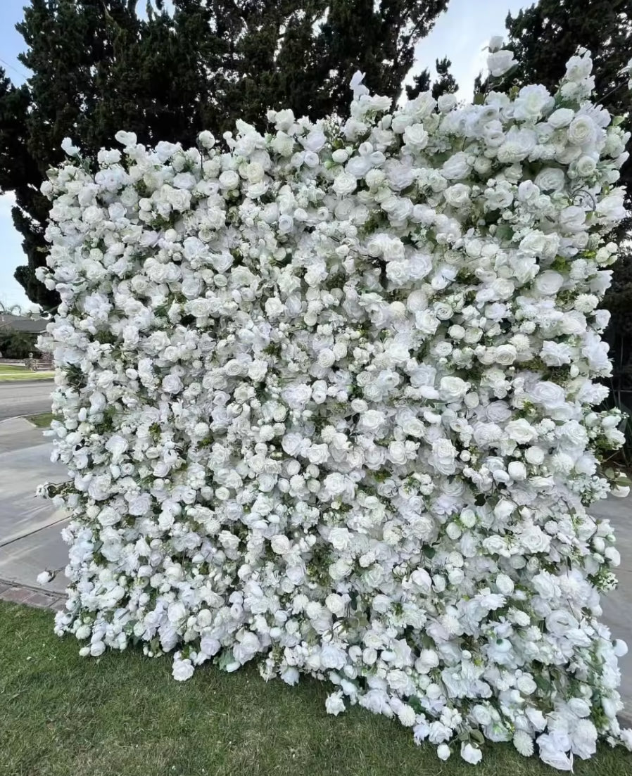 Deluxe Wild White and Greenery Premium Flower Wall- 087