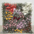 Babys Breath White, Orange, Yellow and Pink Premium Flower Wall - 011