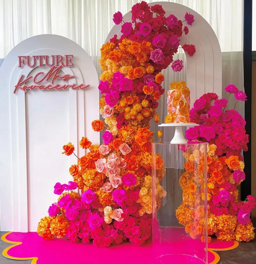 Pink & Orange Premium Floral Arch Set - 4573