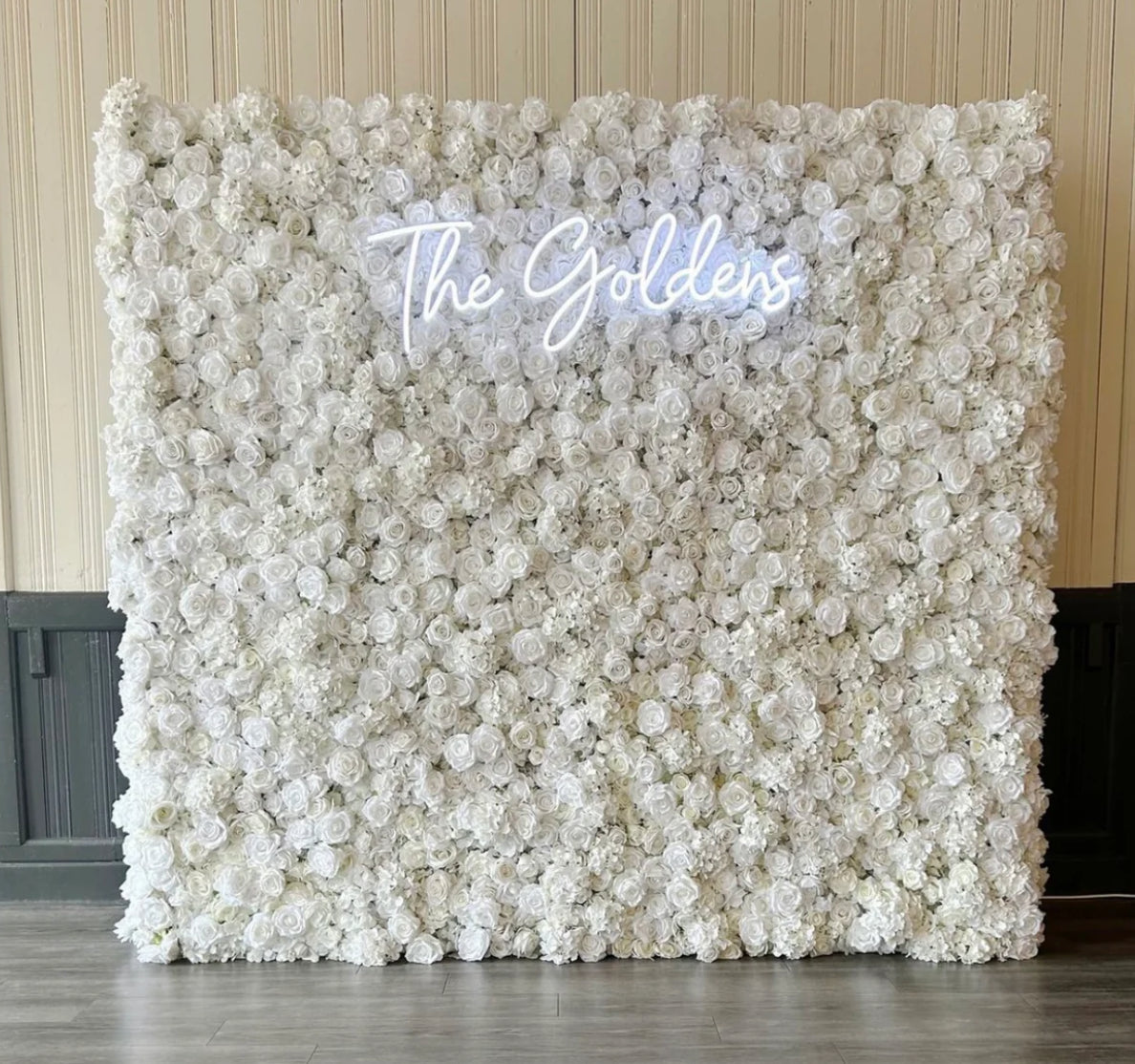 Classic White Rose Hydrenga Flower Wall - 001