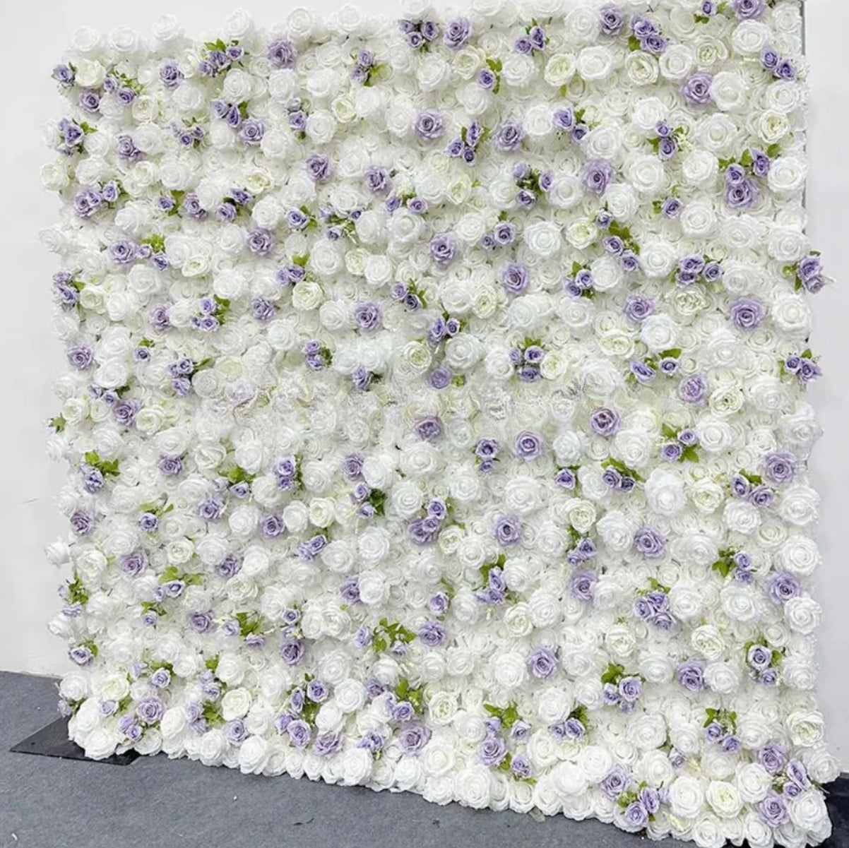 Classic White and Purple Rose Flower Wall - 003