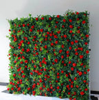 Red Rose Greenery Premium Flower Wall - 009