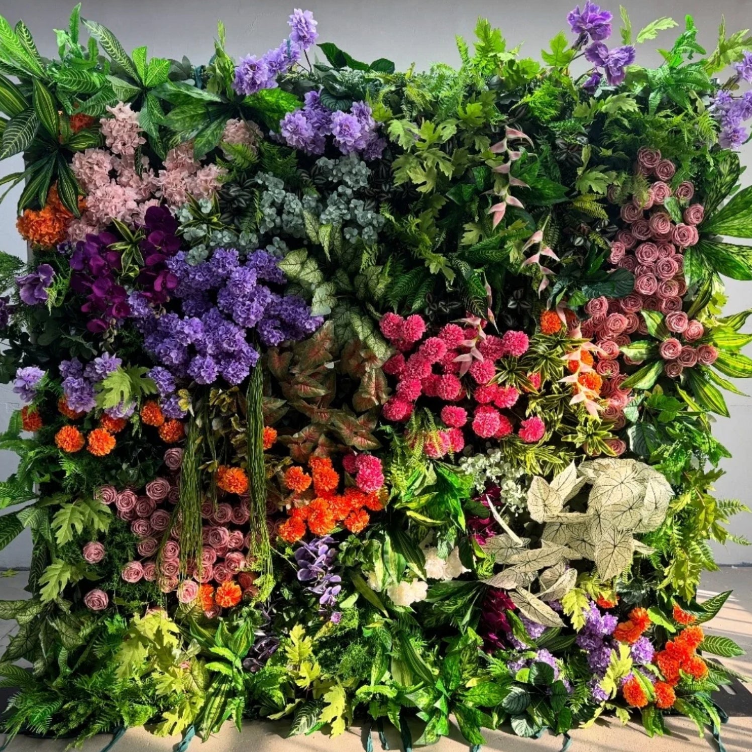 Purple, Pink and Orange Greenery Premium Deluxe Flower Wall - 231