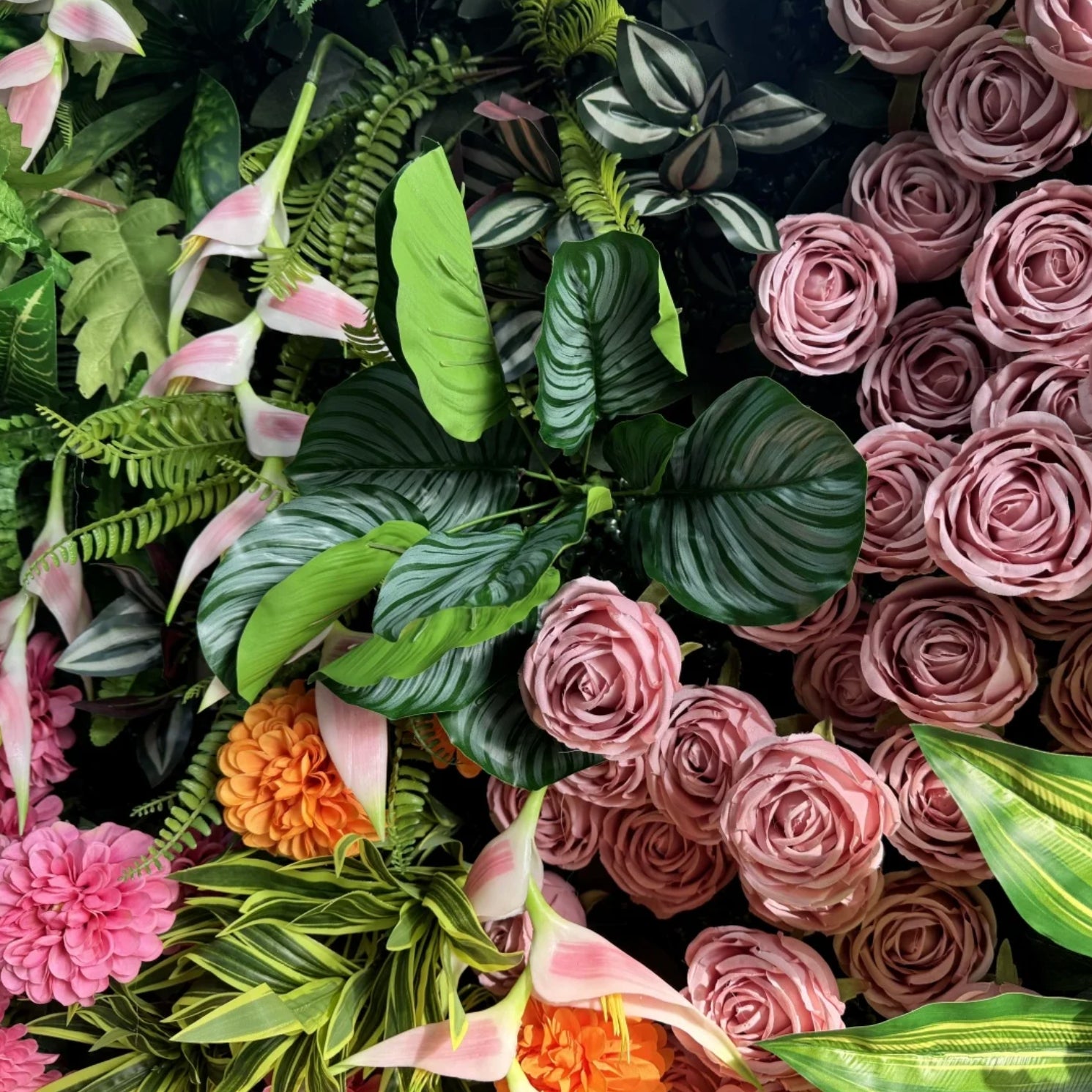 Purple, Pink and Orange Greenery Premium Deluxe Flower Wall - 231
