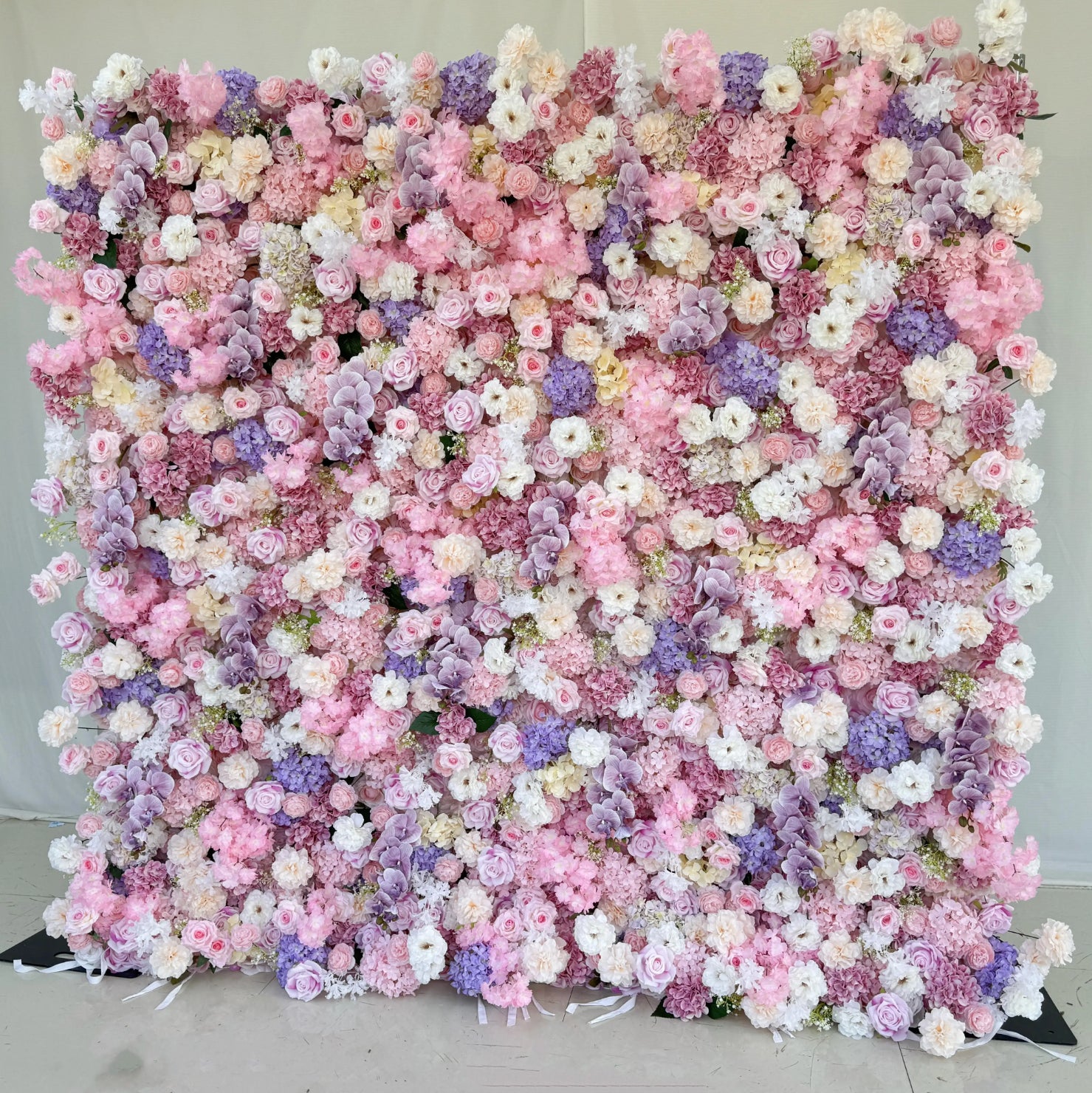 White, Purple & Pink Wild Hydrengea Premium Flower Wall - 249