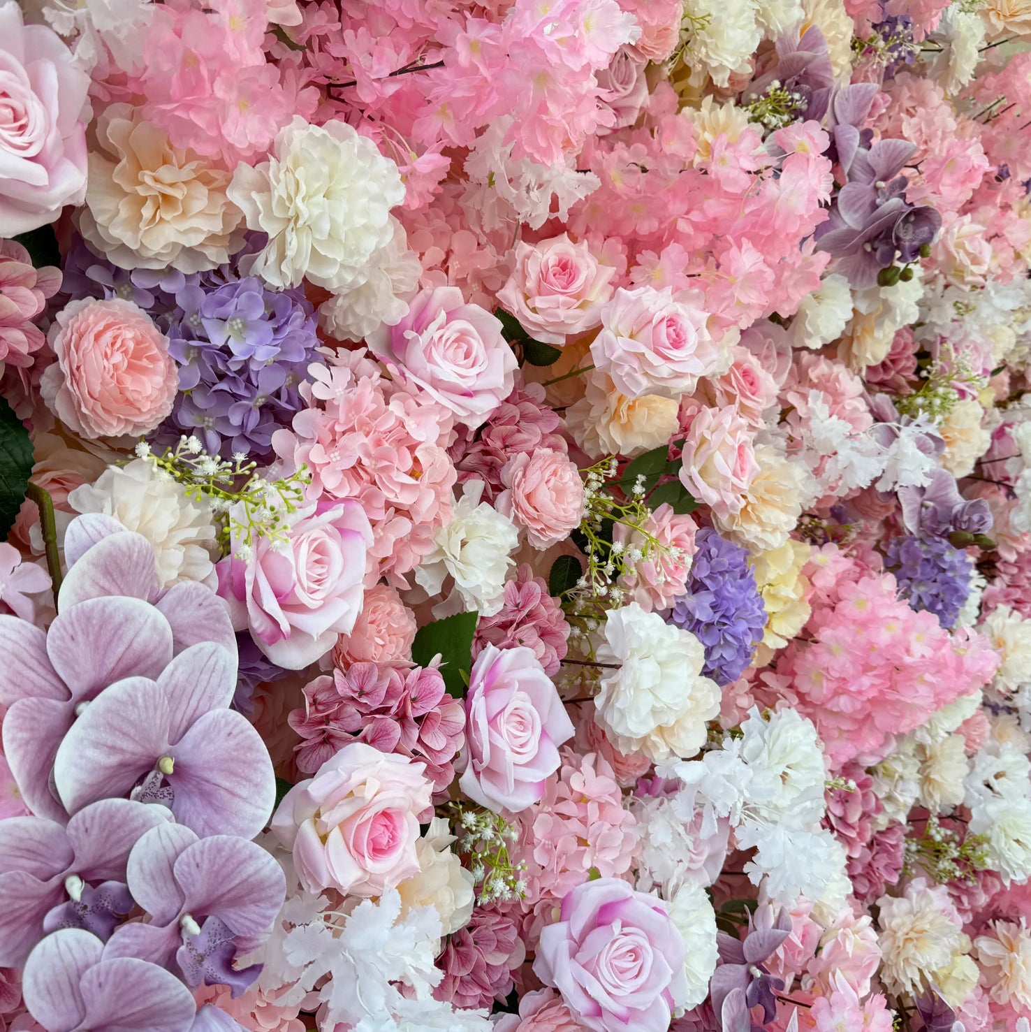 White, Purple & Pink Wild Hydrengea Premium Flower Wall - 249