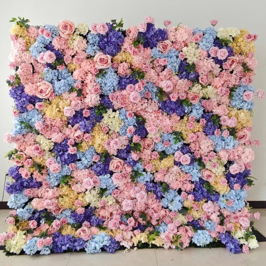 Blue, Purple, Pink and Yellow Premium Flower Wall - 245