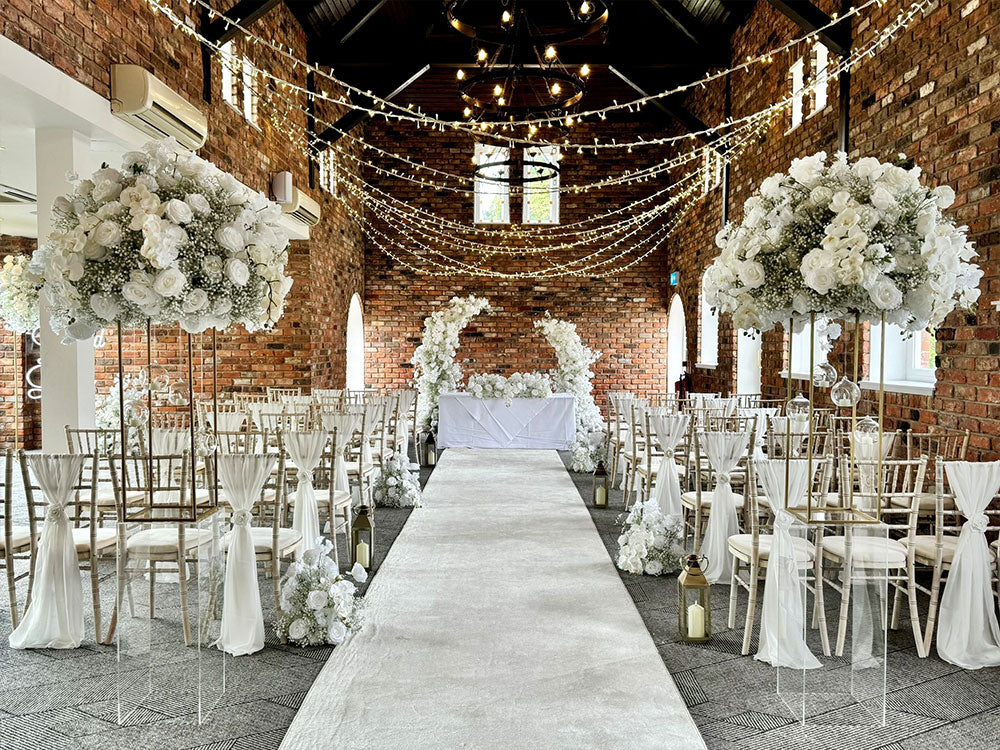 White Rose Babys Breath Deluxe Flower Arch - 4562