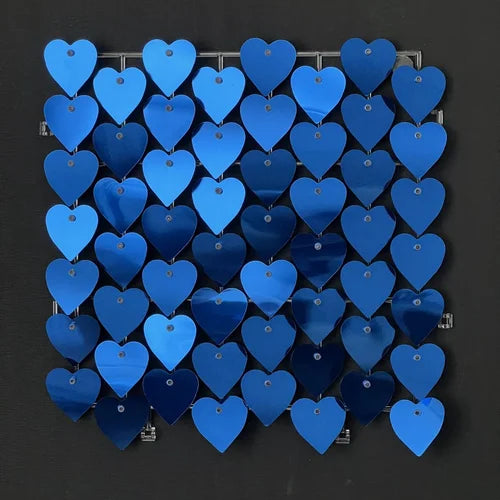 Dark Blue Classic Hearts Mirror Shimmer Wall - 4019