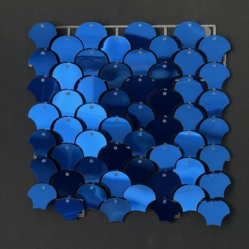 Dark Blue Classic Shell Mirror Shimmer Wall - 4020