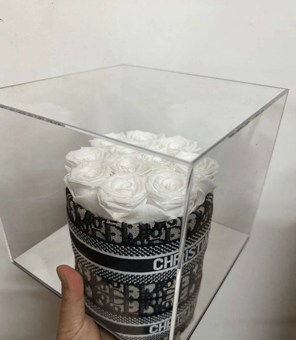 Custom Luxury Rose Gift Box - White/Black