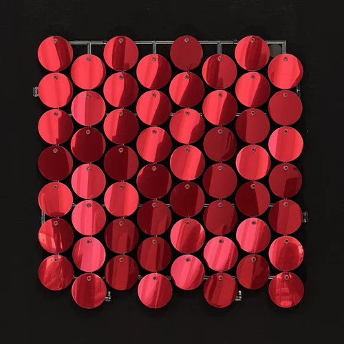 Deep Red Classic Circle Mirror Shimmer Wall - 4034