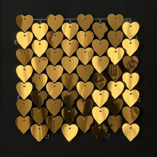 Gold Classic Heart Mirror Shimmer Wall - 4007