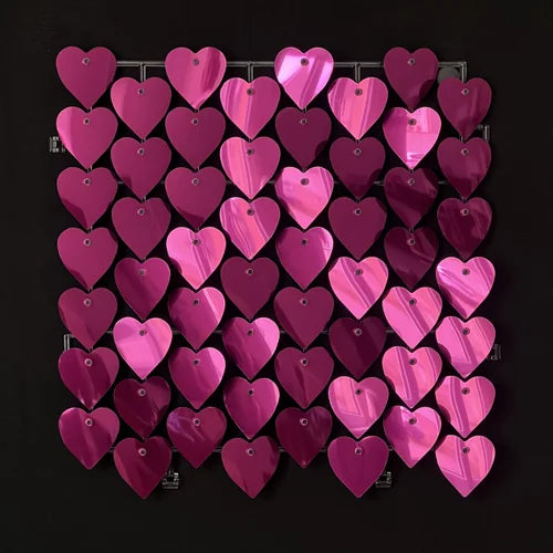 Magenta Classic Heart Mirror Shimmer Wall - 4039