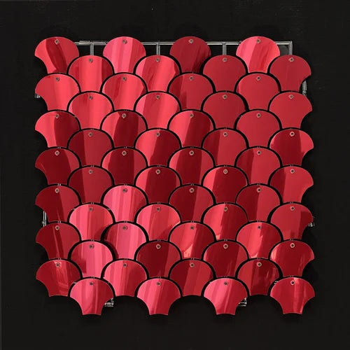 Deep Red Classic Shell Mirror Shimmer Wall - 4036
