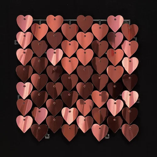 Pink Gold Classic Heart Mirror Shimmer Wall - 4027