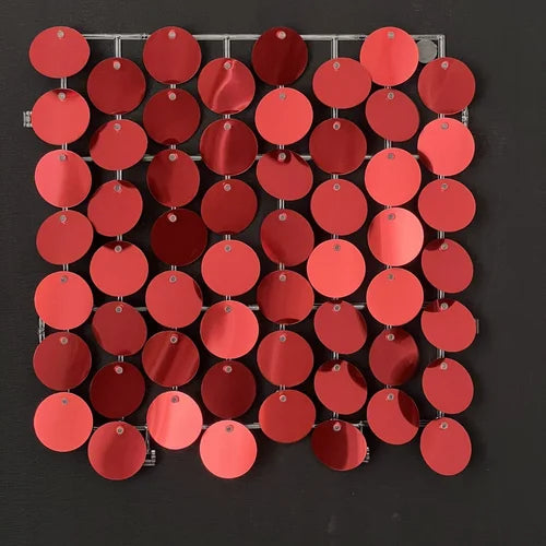Red Classic Circle Mirror Shimmer Wall - 4030