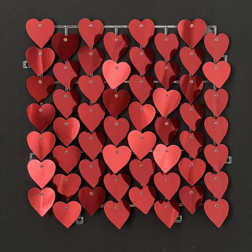 Red Classic Heart Mirror Shimmer Wall - 4031