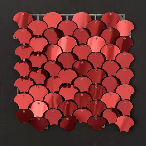 Red Classic Shell Mirror Shimmer Wall - 4032